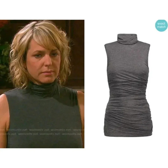 Bailey 44 Ruched Stretch jersey Turtleneck Top - Picture 1 of 6